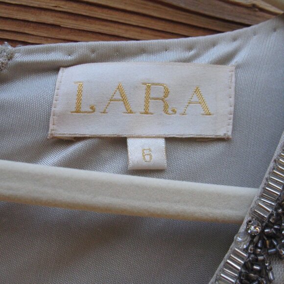 LARA  Beaded V  Neck Neckline Dress Gown Cap Sleeves - Picture 13 of 13